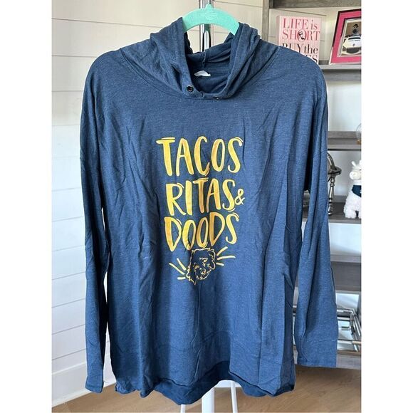 Hooded long sleeve t-shirt‎ Tacos ‘Ritas and Doods sz large - Picture 1 of 5